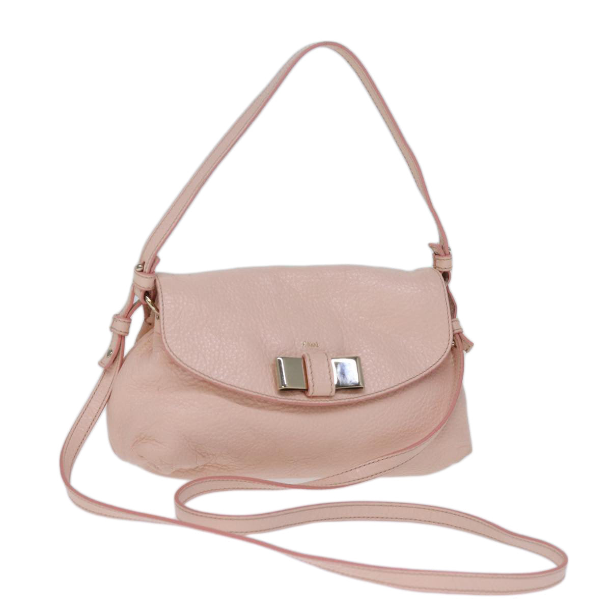 Chloe Lily Hand Bag Leather 2way Pink Auth yk12570