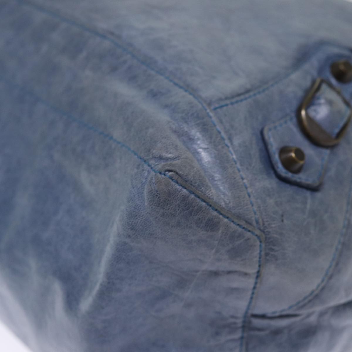 BALENCIAGA The Day Shoulder Bag Leather Blue Auth yk12573