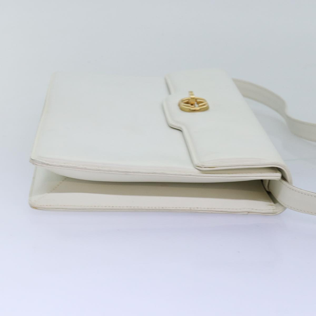 GUCCI Interlocking Shoulder Bag Leather White Auth yk12575