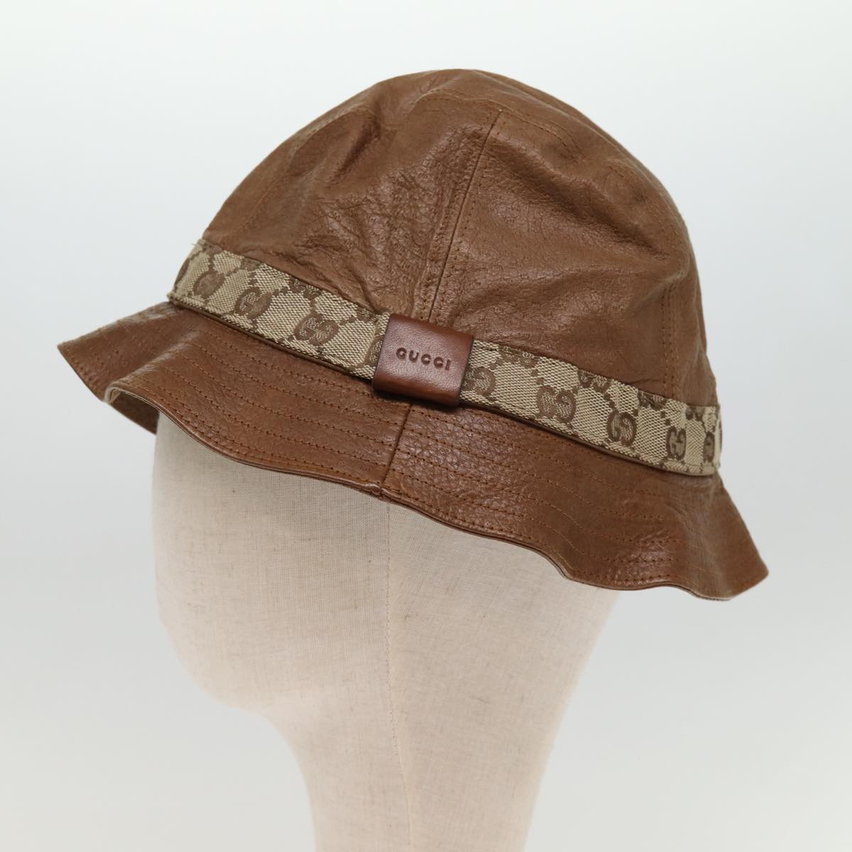 GUCCI GG Canvas Hat L Brown Auth yk12576