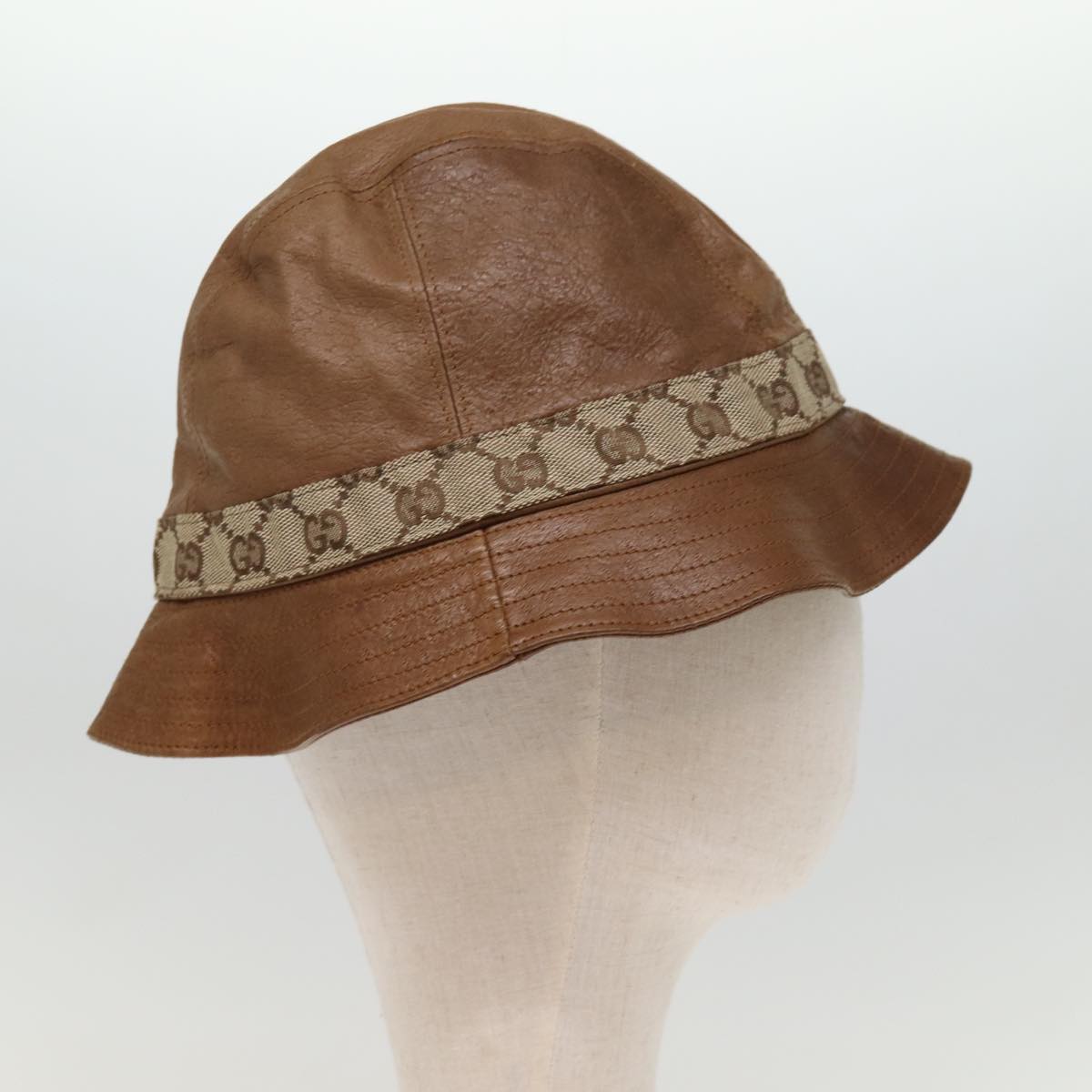 GUCCI GG Canvas Hat L Brown Auth yk12576