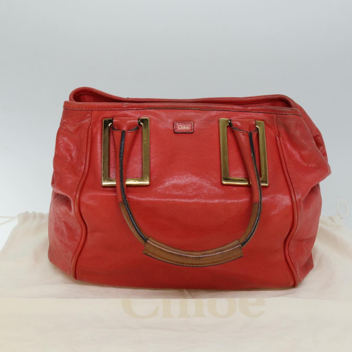 Chloe Etel Hand Bag Leather Red Auth yk12587