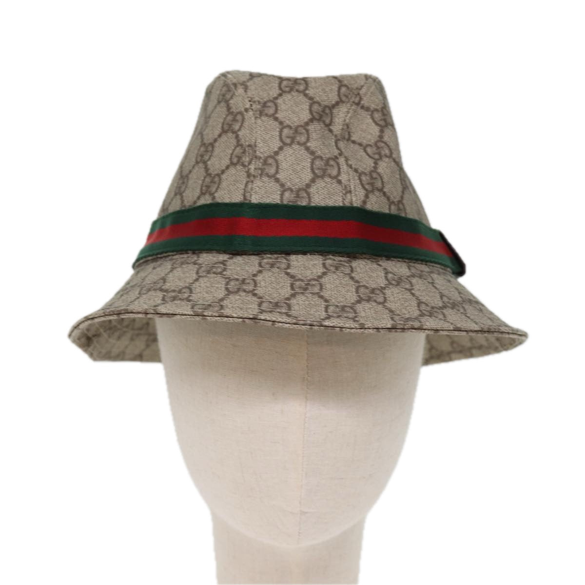 GUCCI GG Supreme Web Sherry Line Hat PVC M Beige Red Green Auth yk12592 - 0
