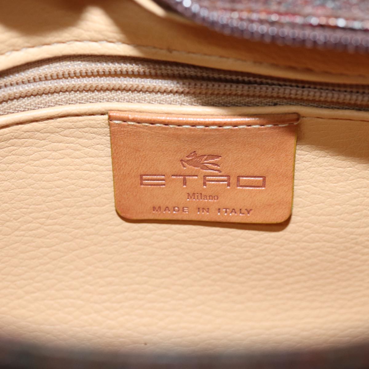 ETRO Paisley Hand Bag PVC Leather Brown Auth yk12600