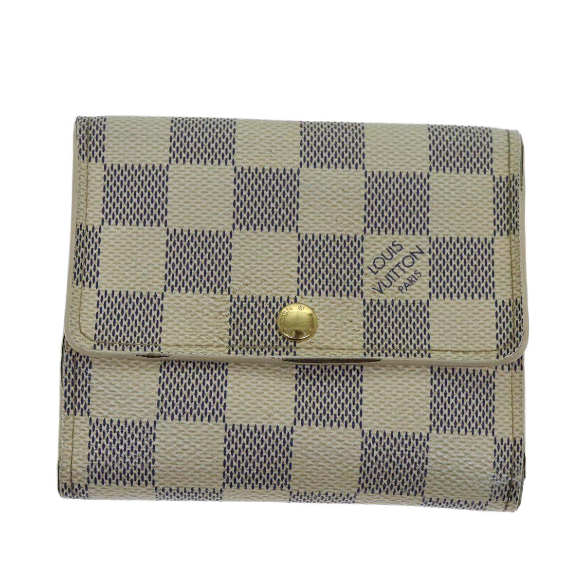 LOUIS VUITTON Damier Azur Portefeuille Anais Trifold Wallet N63241 Auth yk12601