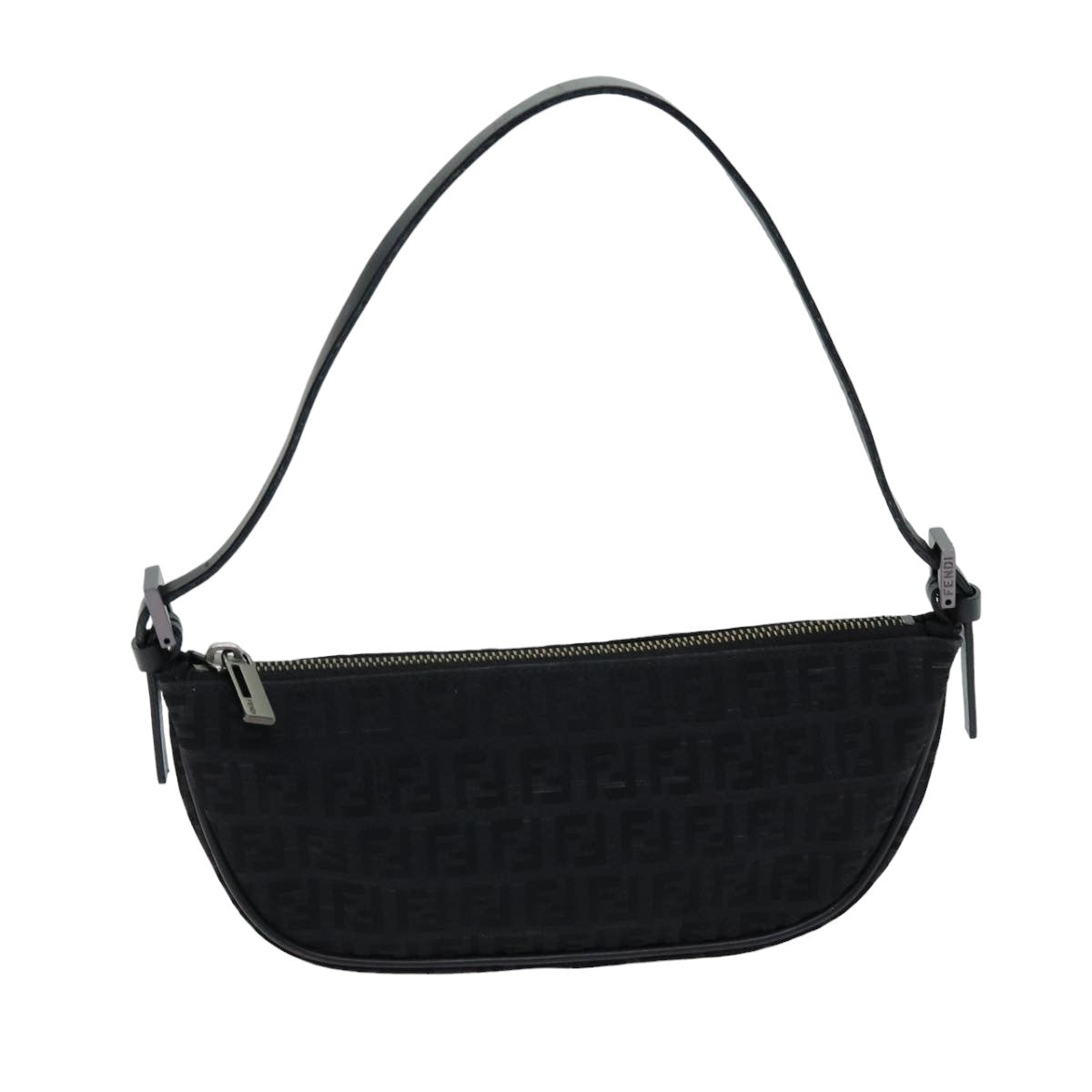 FENDI Zucchino Canvas Hand Bag Black Auth yk12635