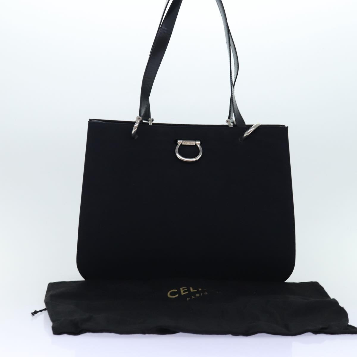 CELINE Tote Bag Nylon Black Auth yk12664