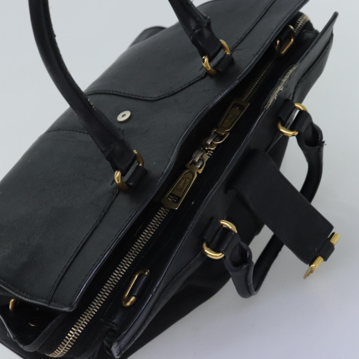 SAINT LAURENT Cavass Chic Mini Hand Bag Leather Black 297957 Auth yk12668