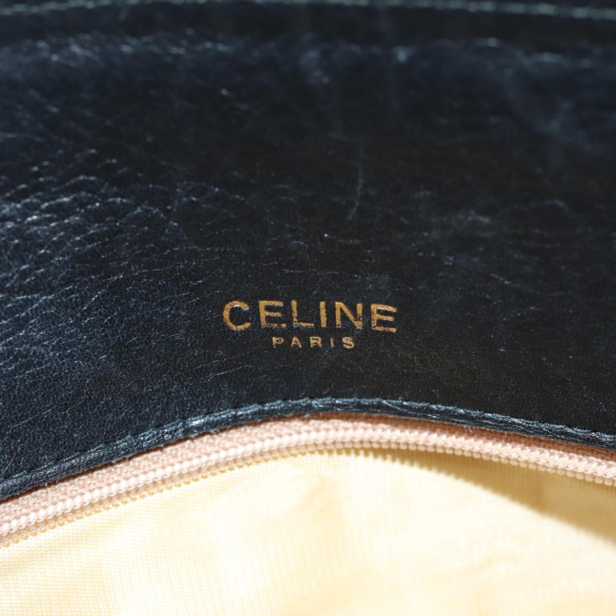 CELINE Tote Bag Leather Black Auth yk12677