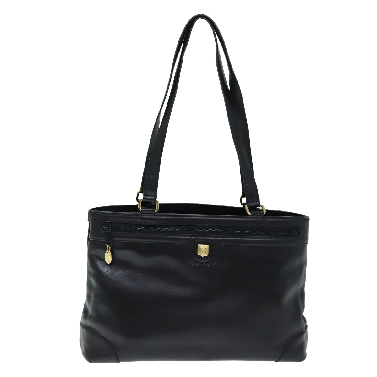 CELINE Tote Bag Leather Black Auth yk12677 - 0