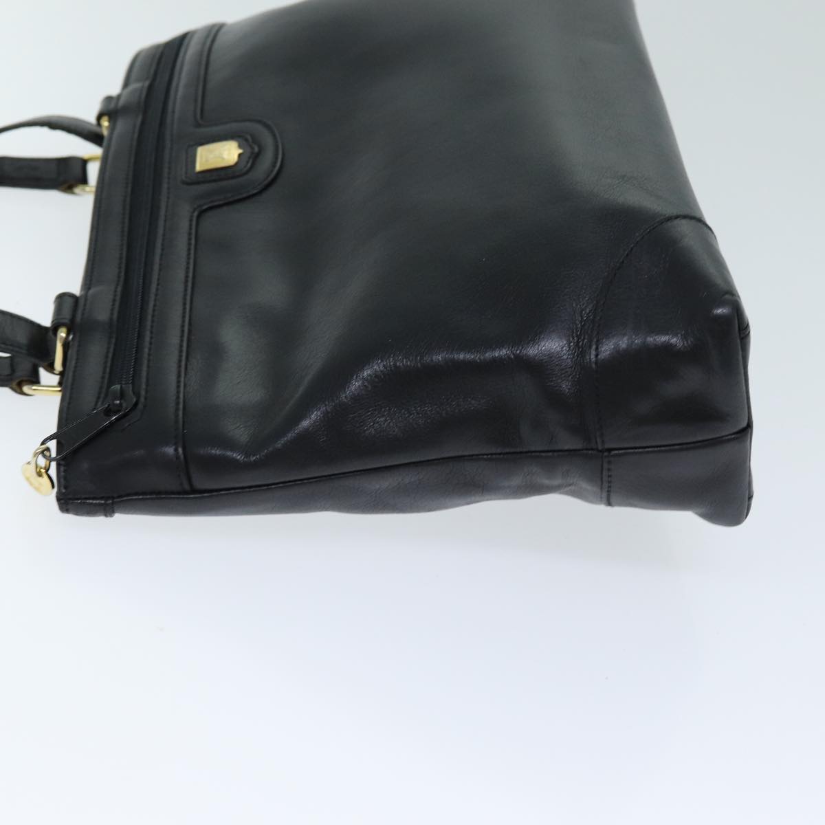 CELINE Tote Bag Leather Black Auth yk12677