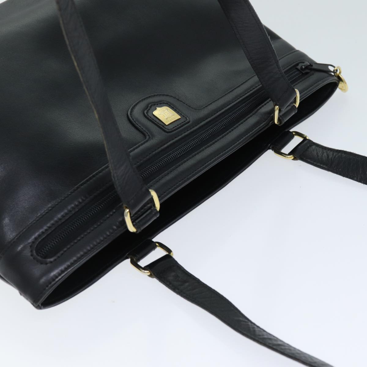 CELINE Tote Bag Leather Black Auth yk12677