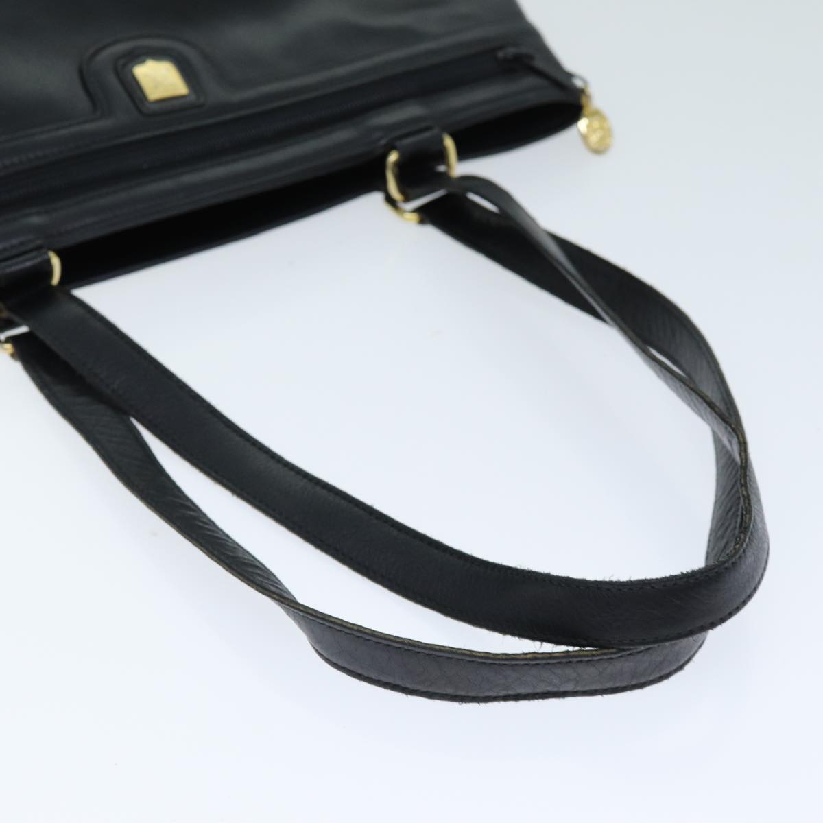 CELINE Tote Bag Leather Black Auth yk12677