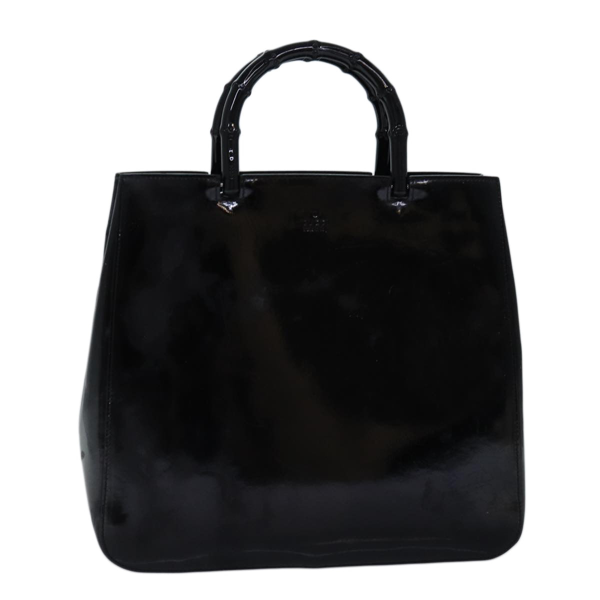 GUCCI Bamboo Hand Bag Enamel Black 002 1060 Auth yk12681