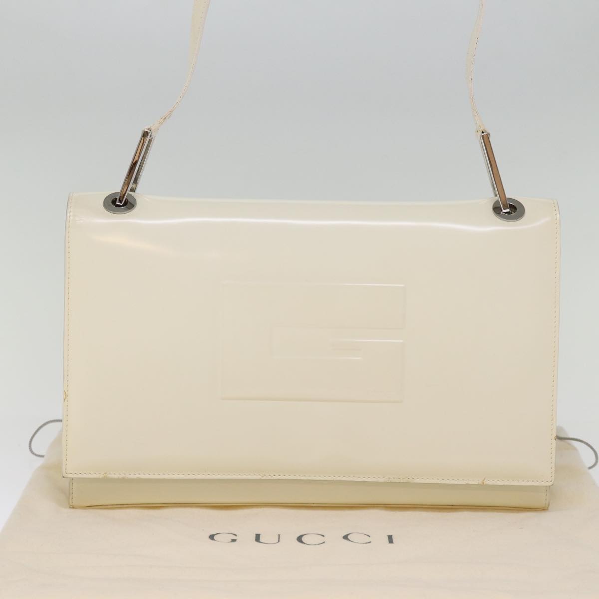 GUCCI Shoulder Bag Enamel White Auth yk12684