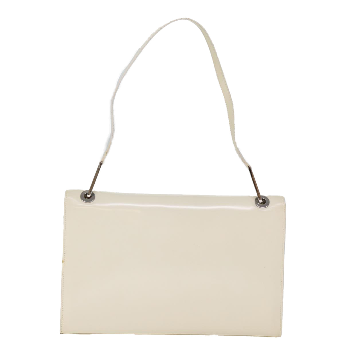 GUCCI Shoulder Bag Enamel White Auth yk12684