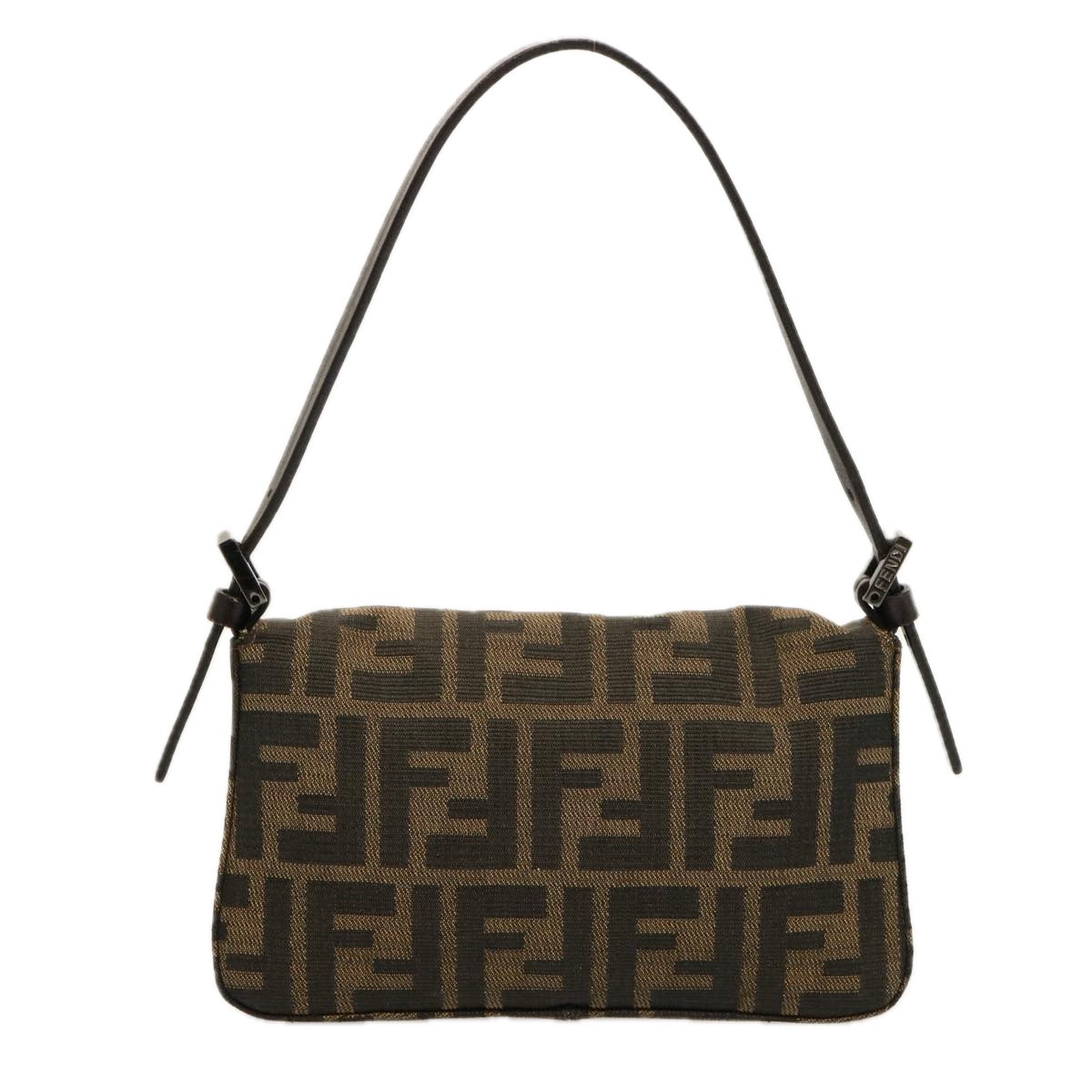 FENDI Zucca Canvas Mini Mamma Baguette Hand Bag Black Brown Auth yk12709