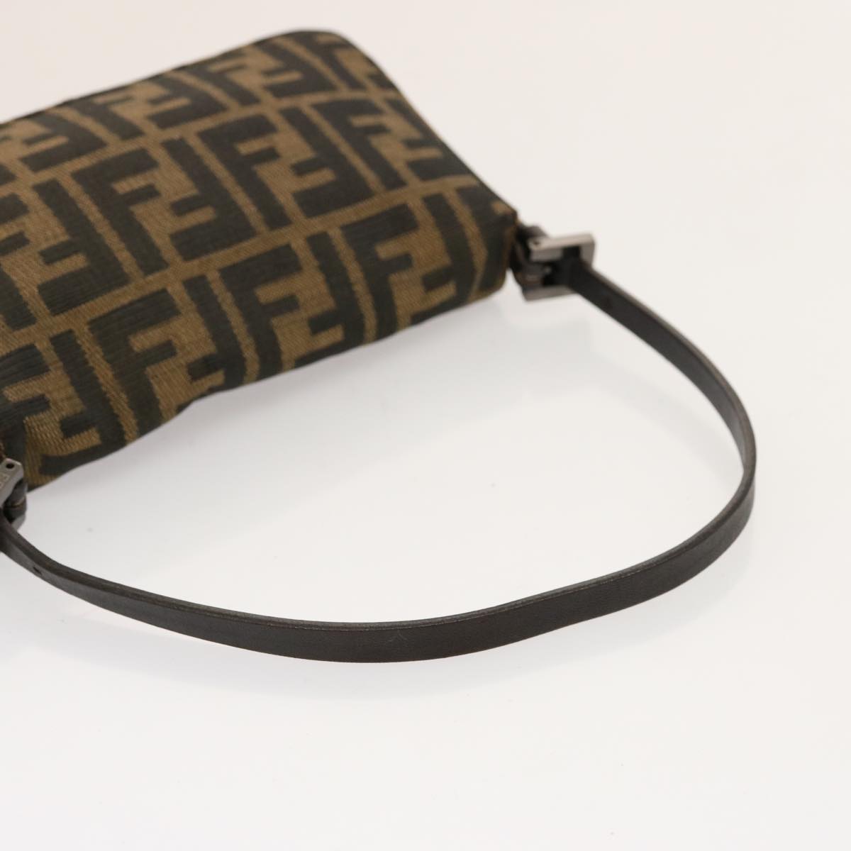 FENDI Zucca Canvas Mini Mamma Baguette Hand Bag Black Brown Auth yk12709