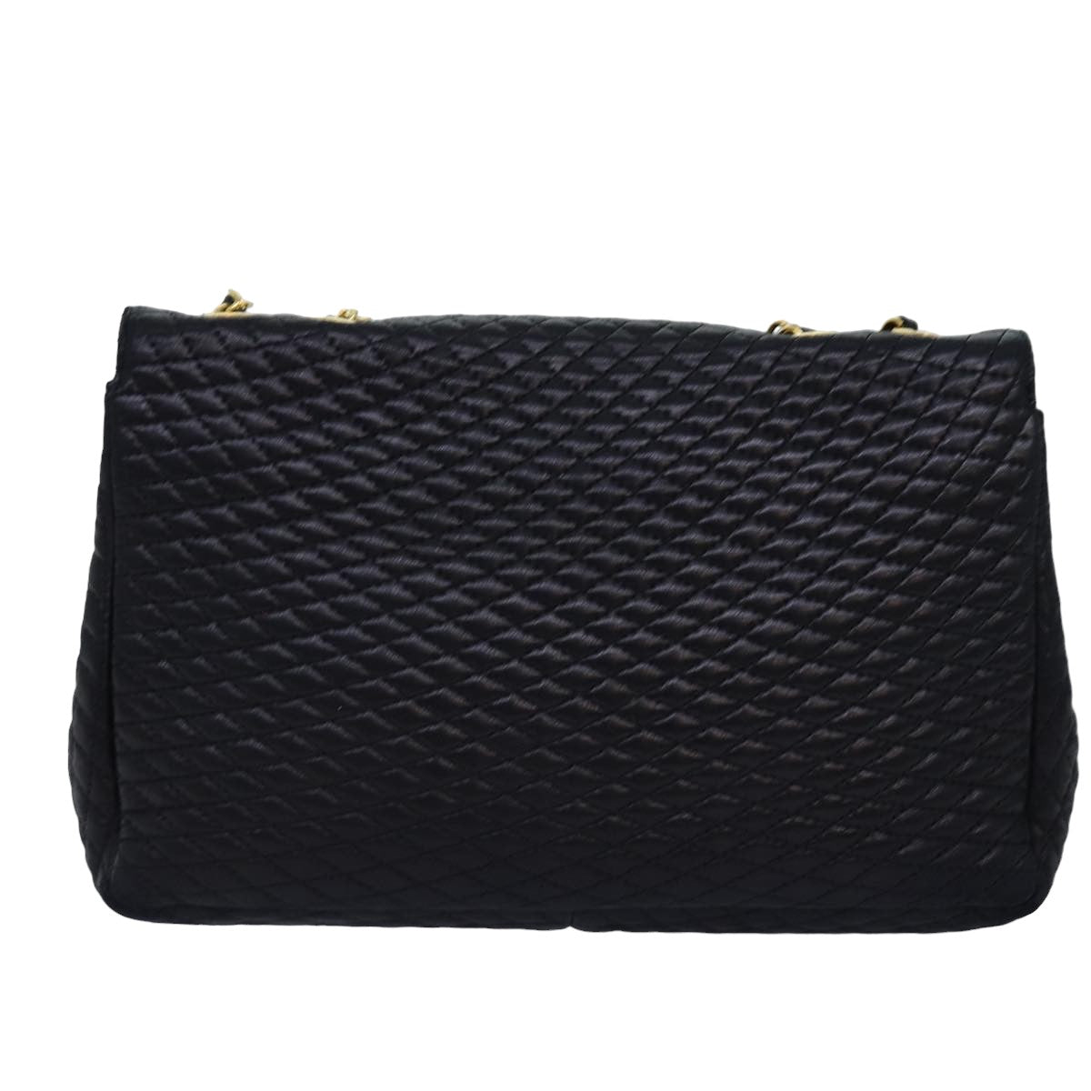 BALLY Quilted Chain Shoulder Bag Leather Black Auth yk12718 - 0