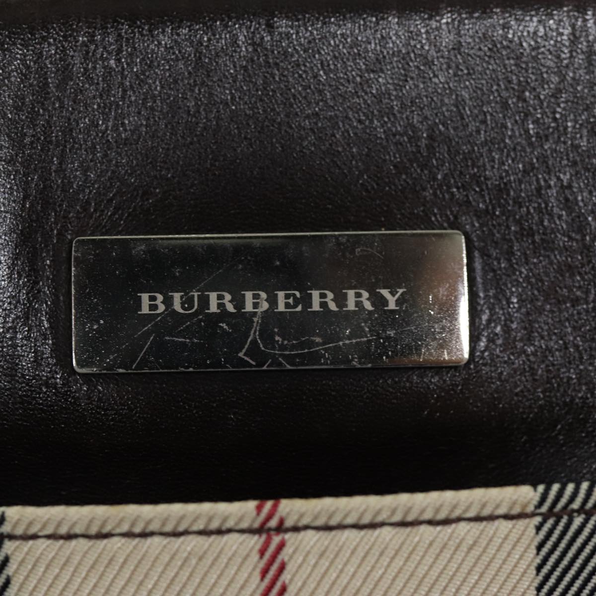 BURBERRY Nova Check Hand Bag Polyester Beige Auth yk12722