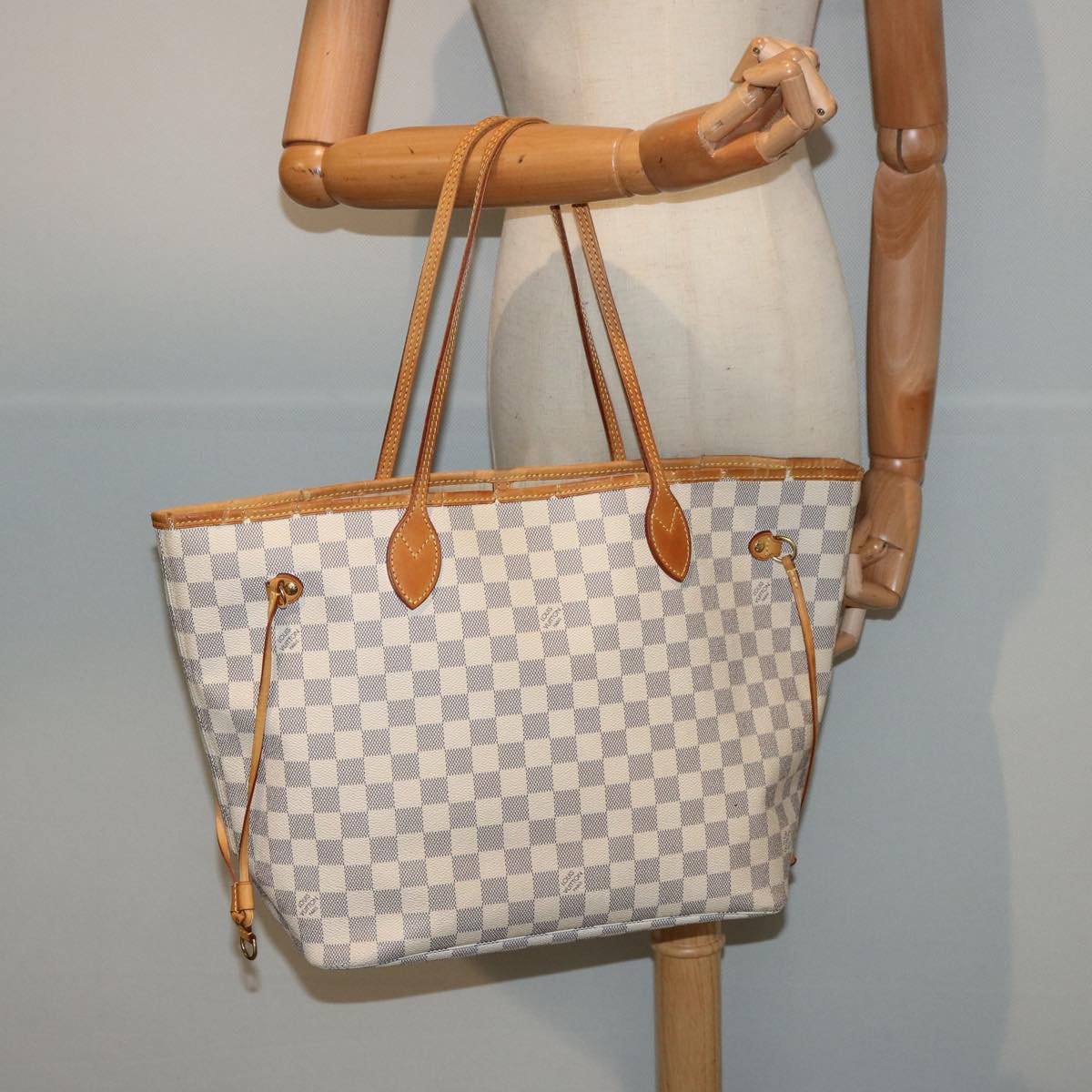 LOUIS VUITTON Damier Azur Neverfull MM Tote Bag N41605 LV Auth yk12731