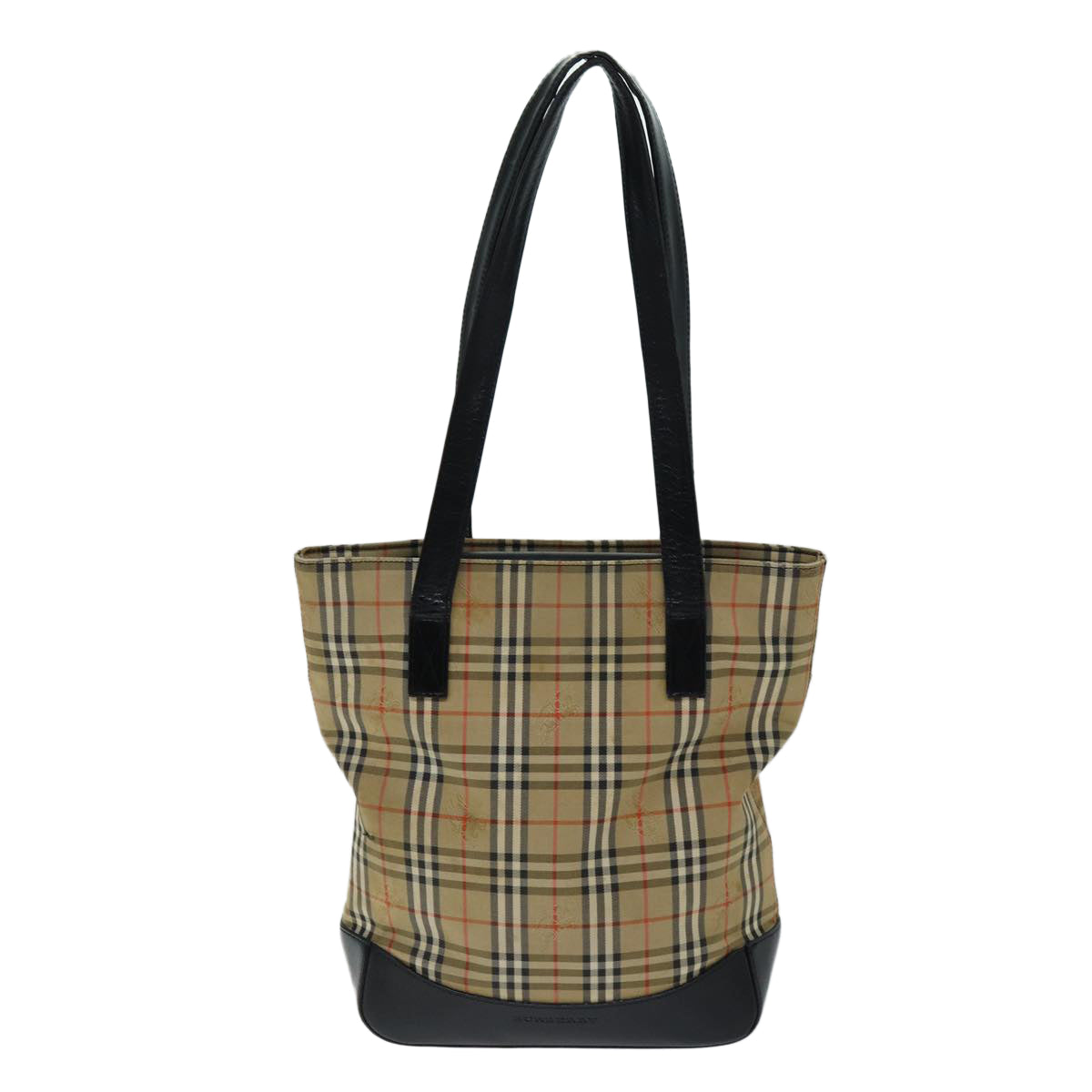 BURBERRY Nova Check Tote Bag Canvas Beige Auth yk12758