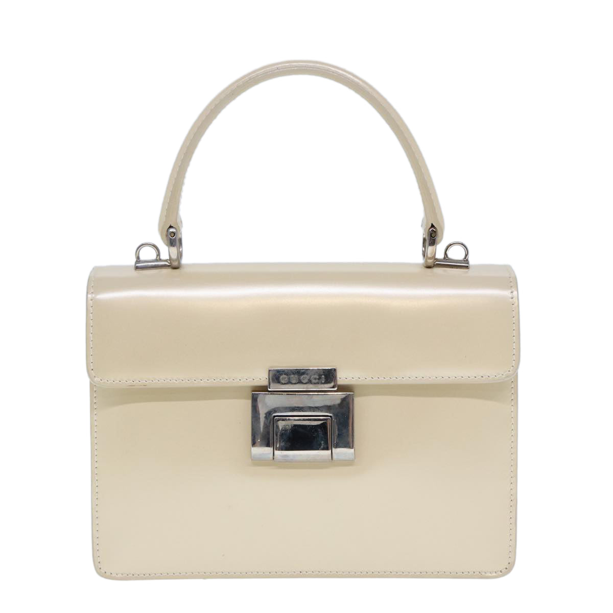 GUCCI Hand Bag Enamel 2way Beige Auth yk12770 - 0