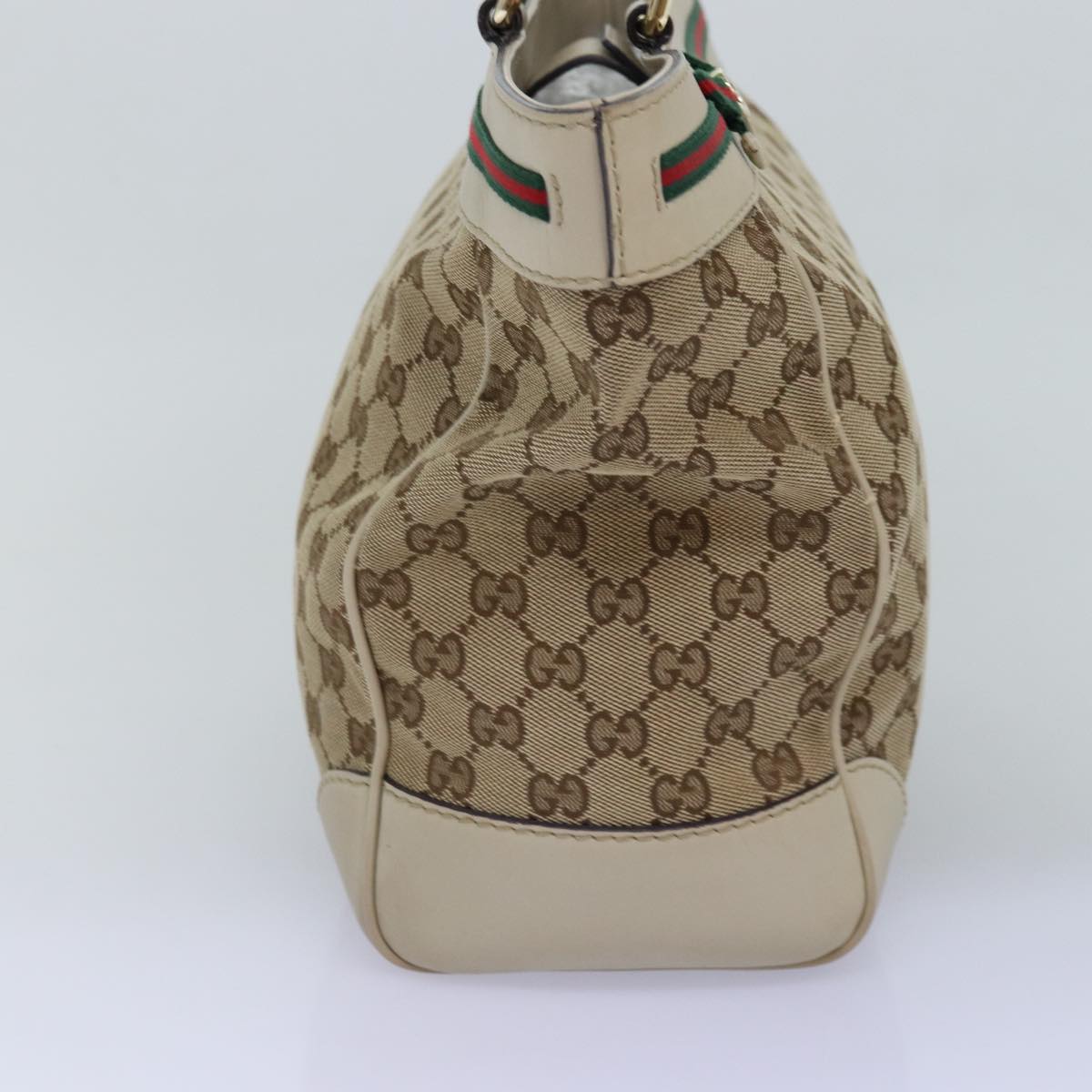 GUCCI GG Canvas Web Sherry Line Tote Bag Beige Red Green 257061 Auth yk12775