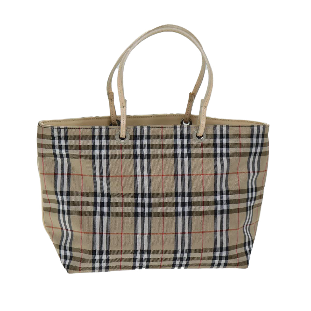 BURBERRY Nova Check Hand Bag Nylon Beige Auth yk12778