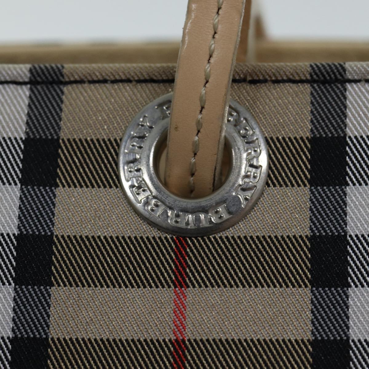 BURBERRY Nova Check Hand Bag Nylon Beige Auth yk12778