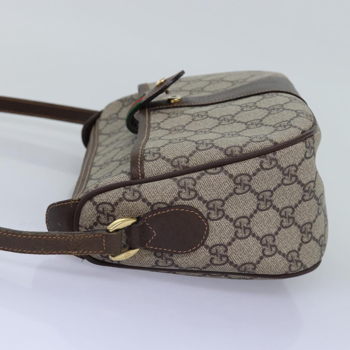 GUCCI GG Supreme Web Sherry Line Shoulder Bag Beige Red 001 123 Auth yk12792