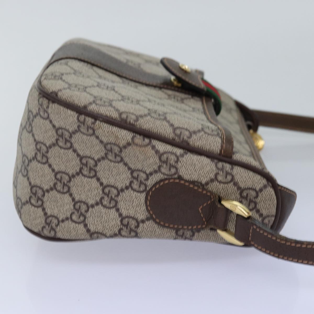 GUCCI GG Supreme Web Sherry Line Shoulder Bag Beige Red 001 123 Auth yk12792