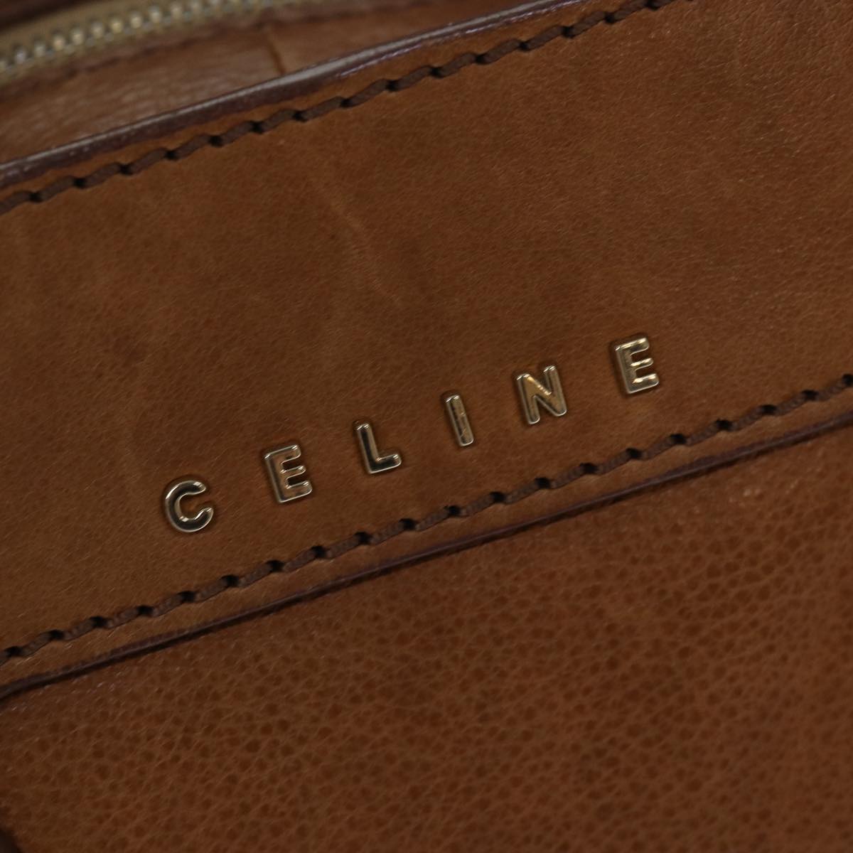 CELINE Shoulder Bag Leather Brown Auth yk12798