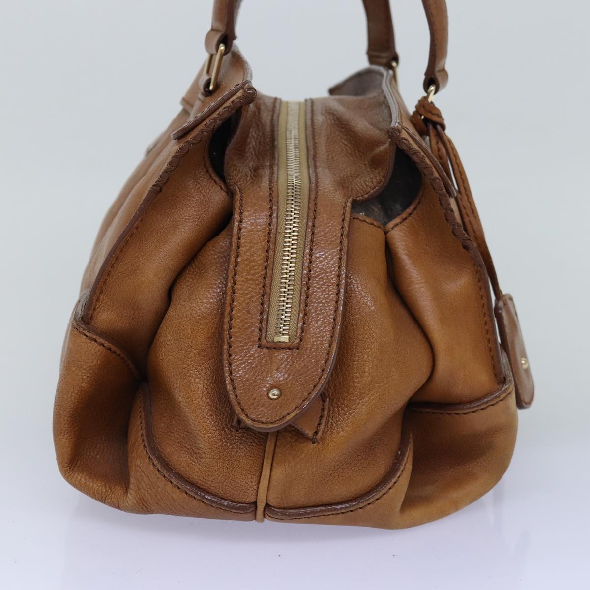 CELINE Shoulder Bag Leather Brown Auth yk12798