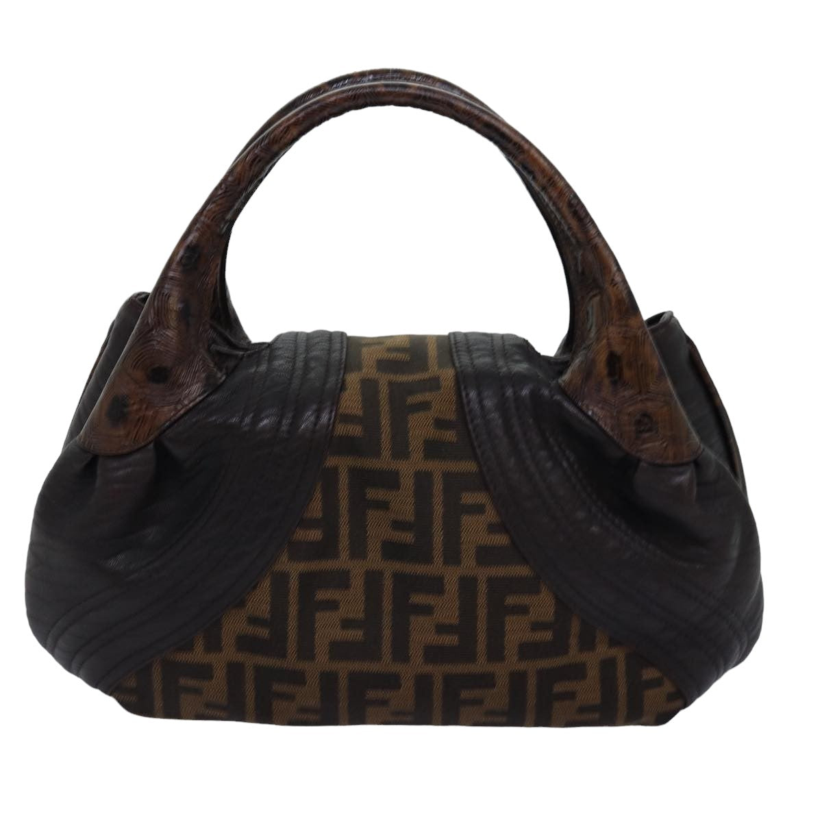 FENDI Zucca Canvas Spy bag Hand Bag Brown Black Auth yk12800