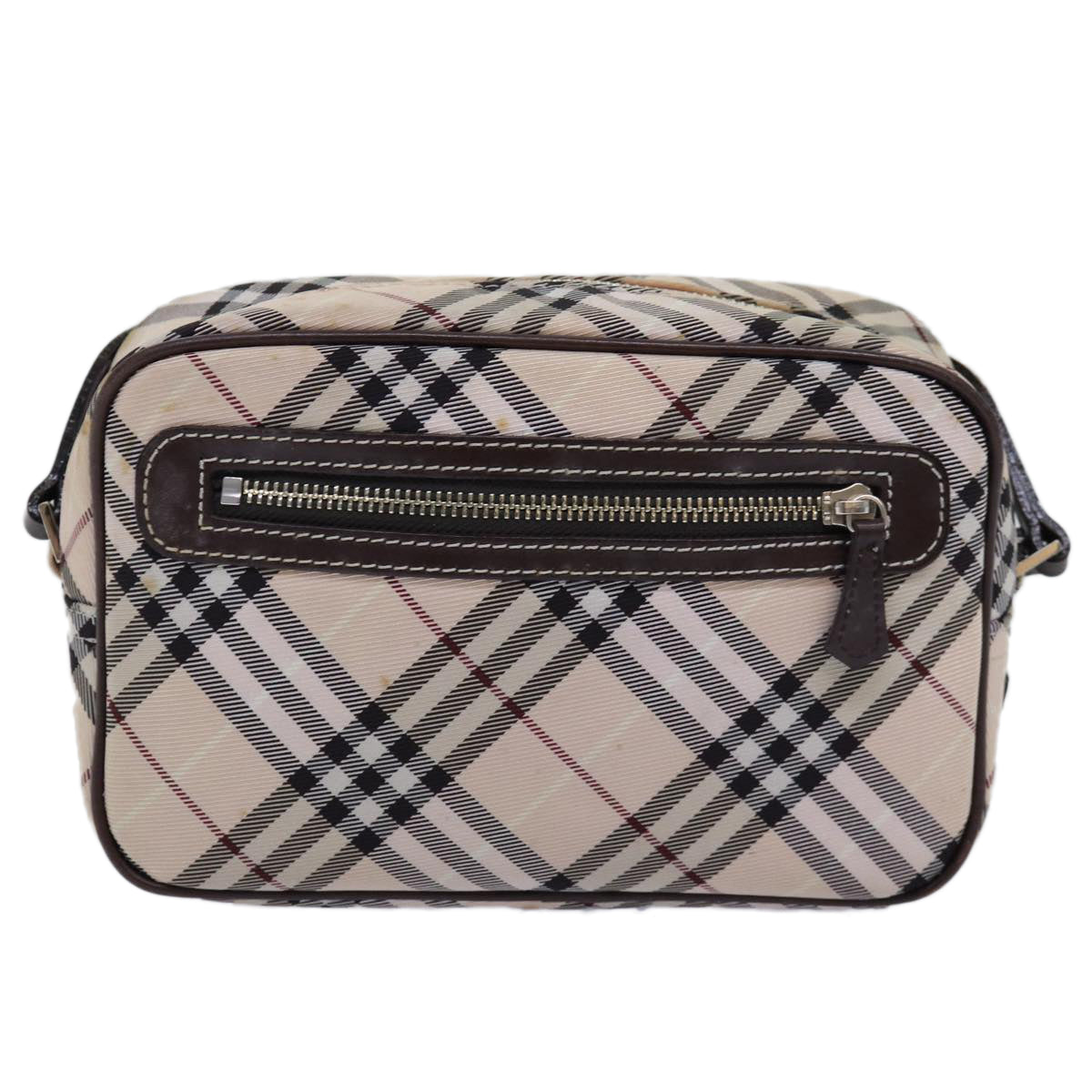 BURBERRY Nova Check Blue Label Shoulder Bag polyester Beige Auth yk12803