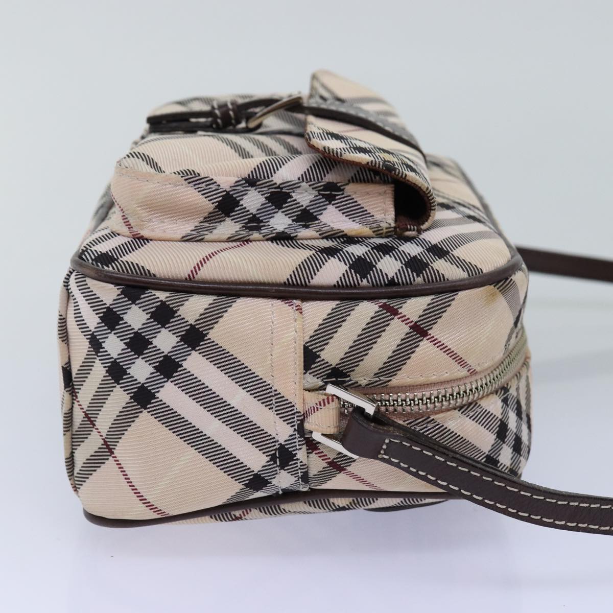 BURBERRY Nova Check Blue Label Shoulder Bag polyester Beige Auth yk12803