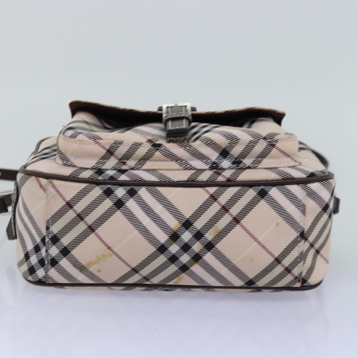 BURBERRY Nova Check Blue Label Shoulder Bag polyester Beige Auth yk12803