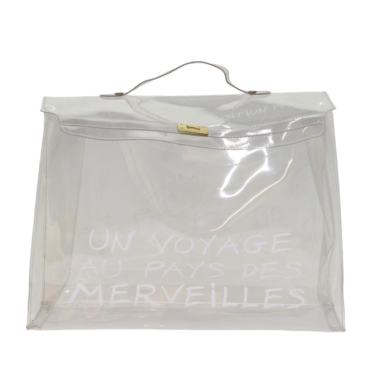 HERMES Vinyl Kelly Hand Bag Vinyl Clear Auth yk12805