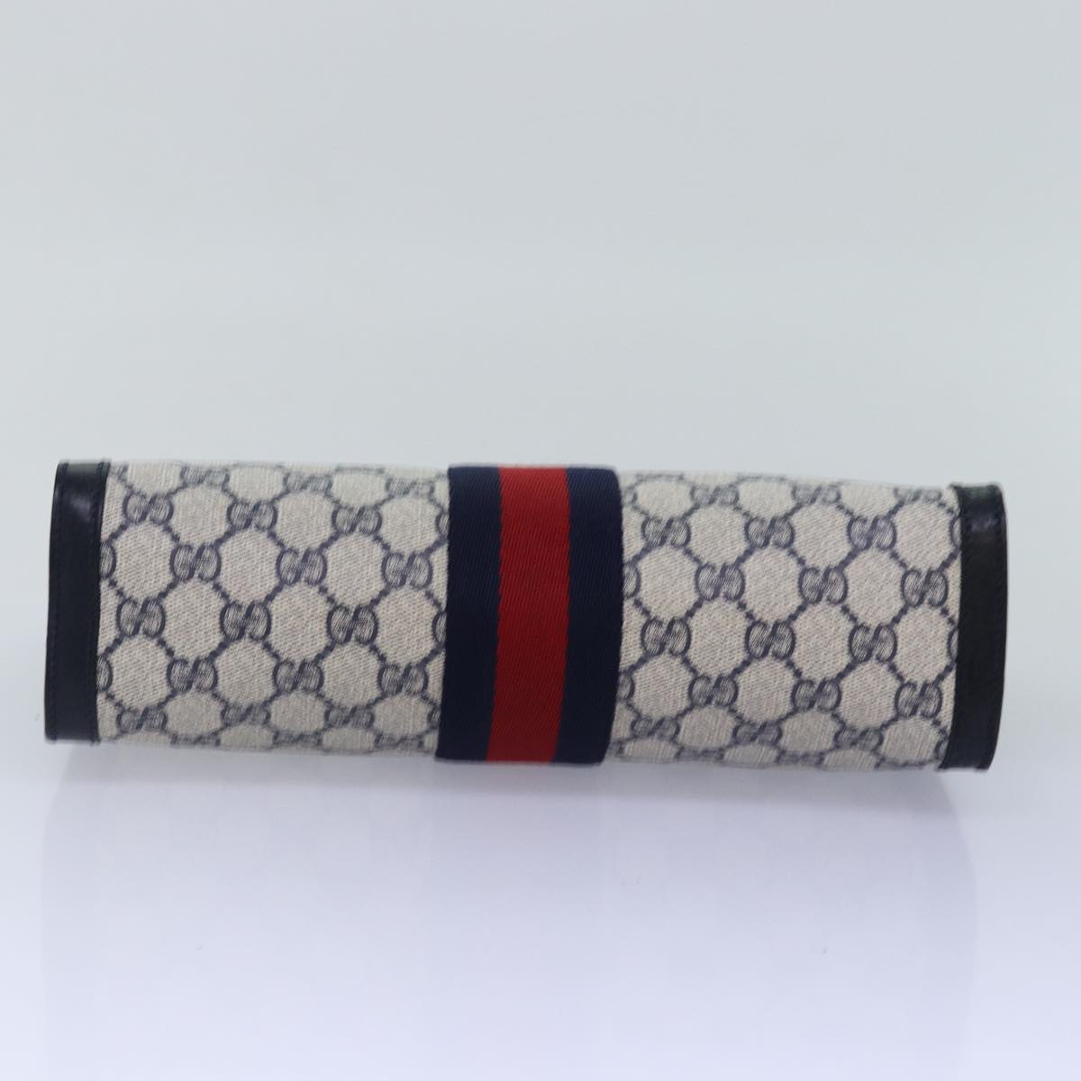 GUCCI GG Supreme Sherry Line Clutch Bag PVC Navy Red 89 01 002 Auth yk12807