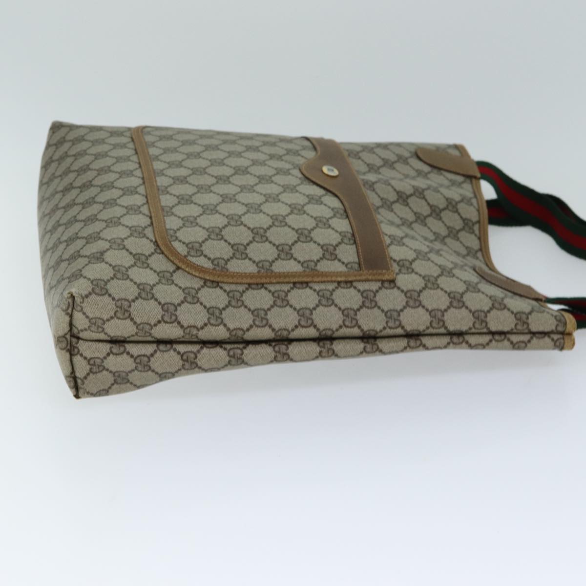 GUCCI GG Supreme Web Sherry Line Tote Bag Beige Red Green 40 02 003 Auth yk12812