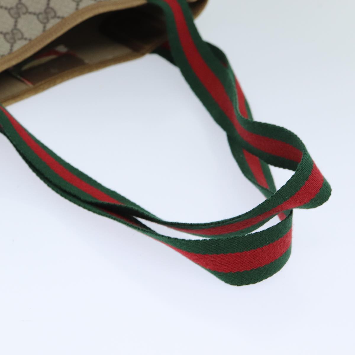 GUCCI GG Supreme Web Sherry Line Tote Bag Beige Red Green 40 02 003 Auth yk12812