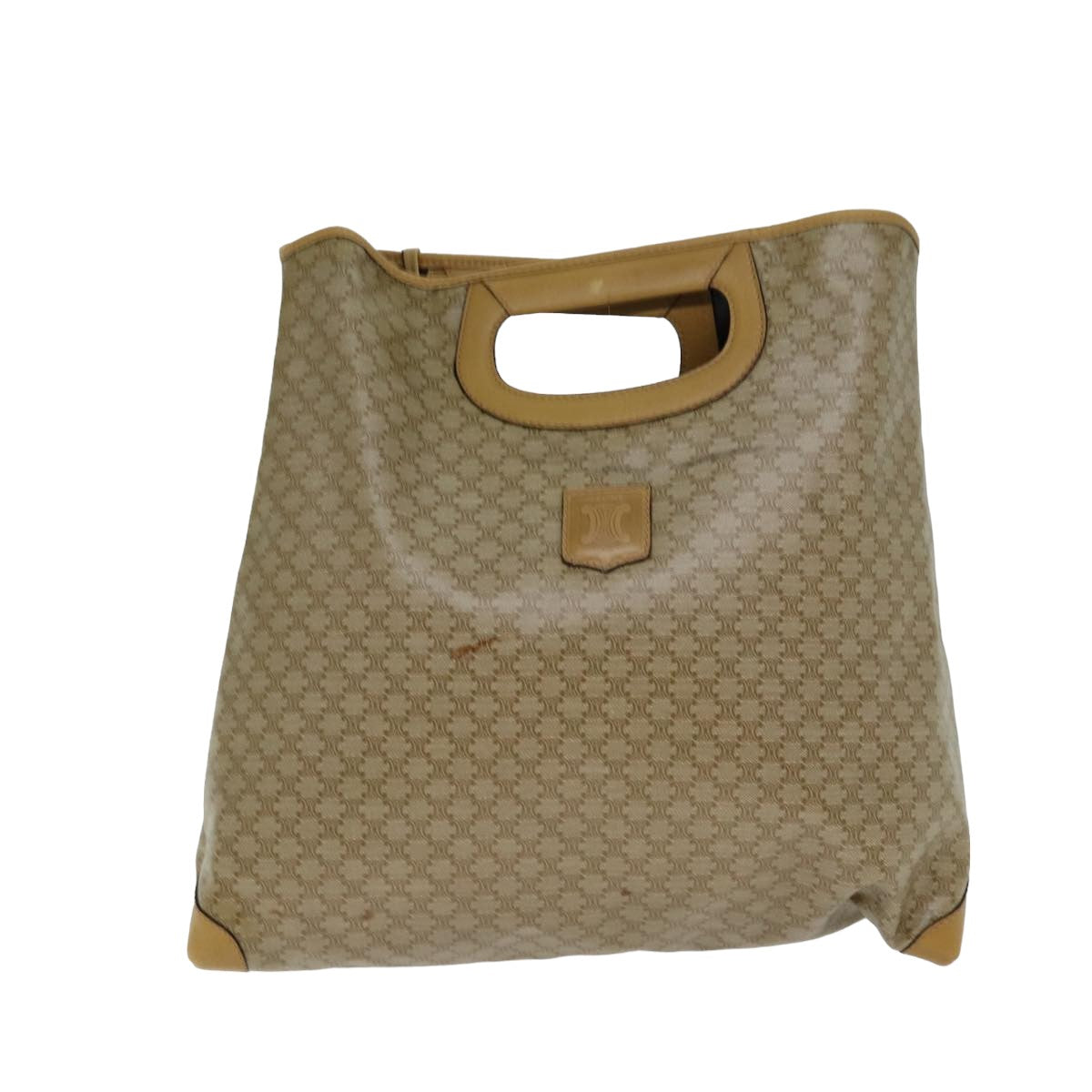 CELINE Macadam Canvas Hand Bag Beige Auth yk12848