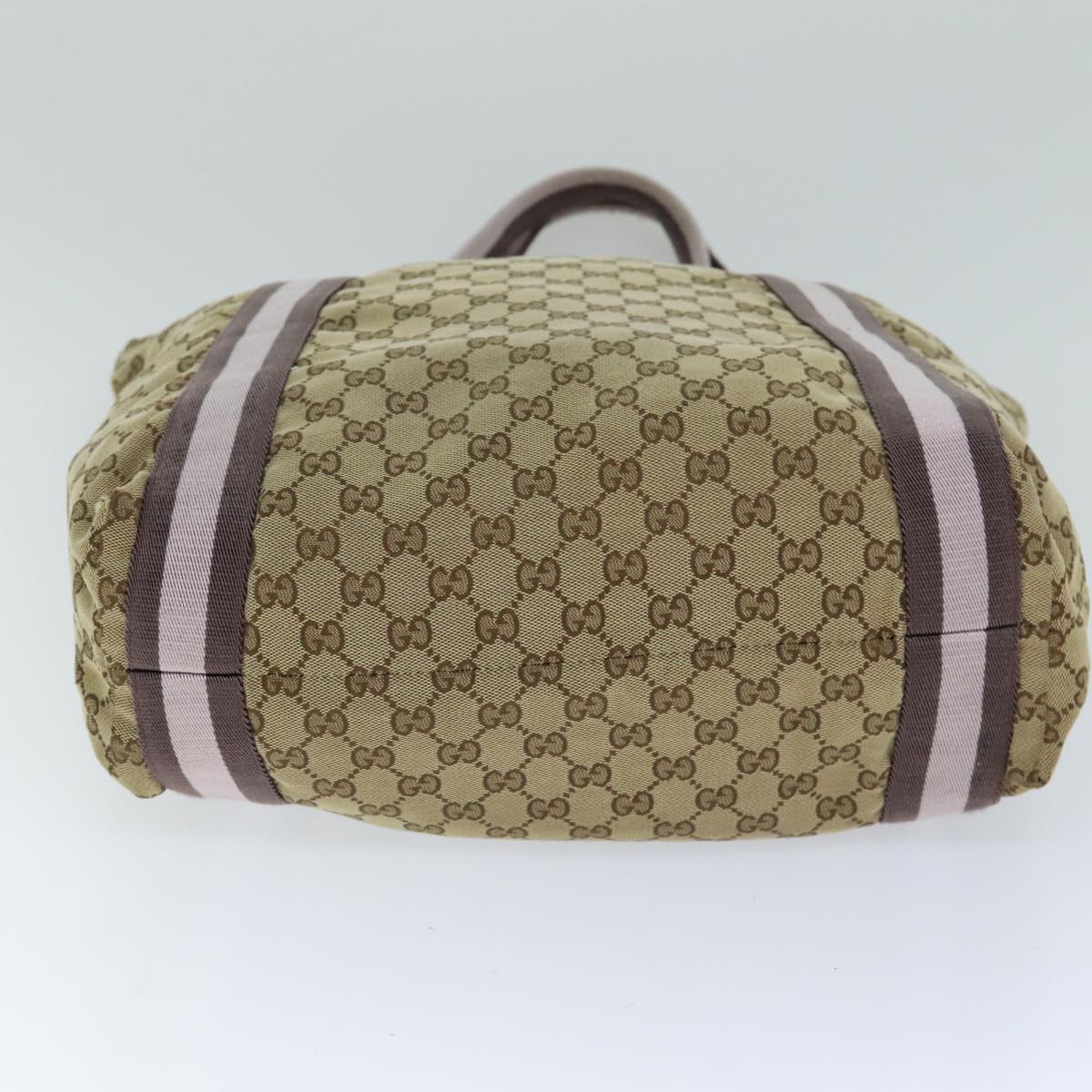 GUCCI GG Canvas Sherry Line Tote Bag Pink Beige 189669 Auth yk12855