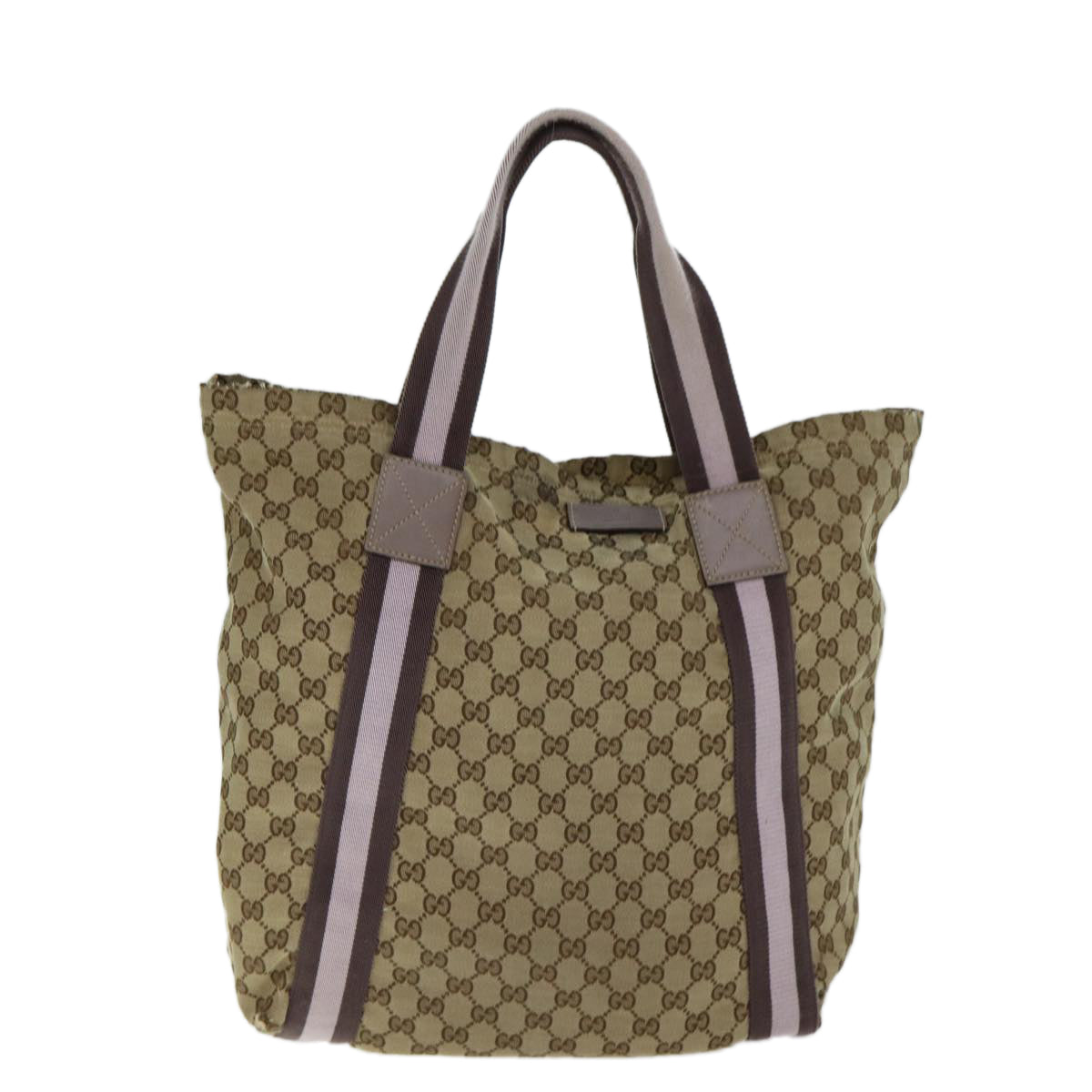 GUCCI GG Canvas Sherry Line Tote Bag Pink Beige 189669 Auth yk12855