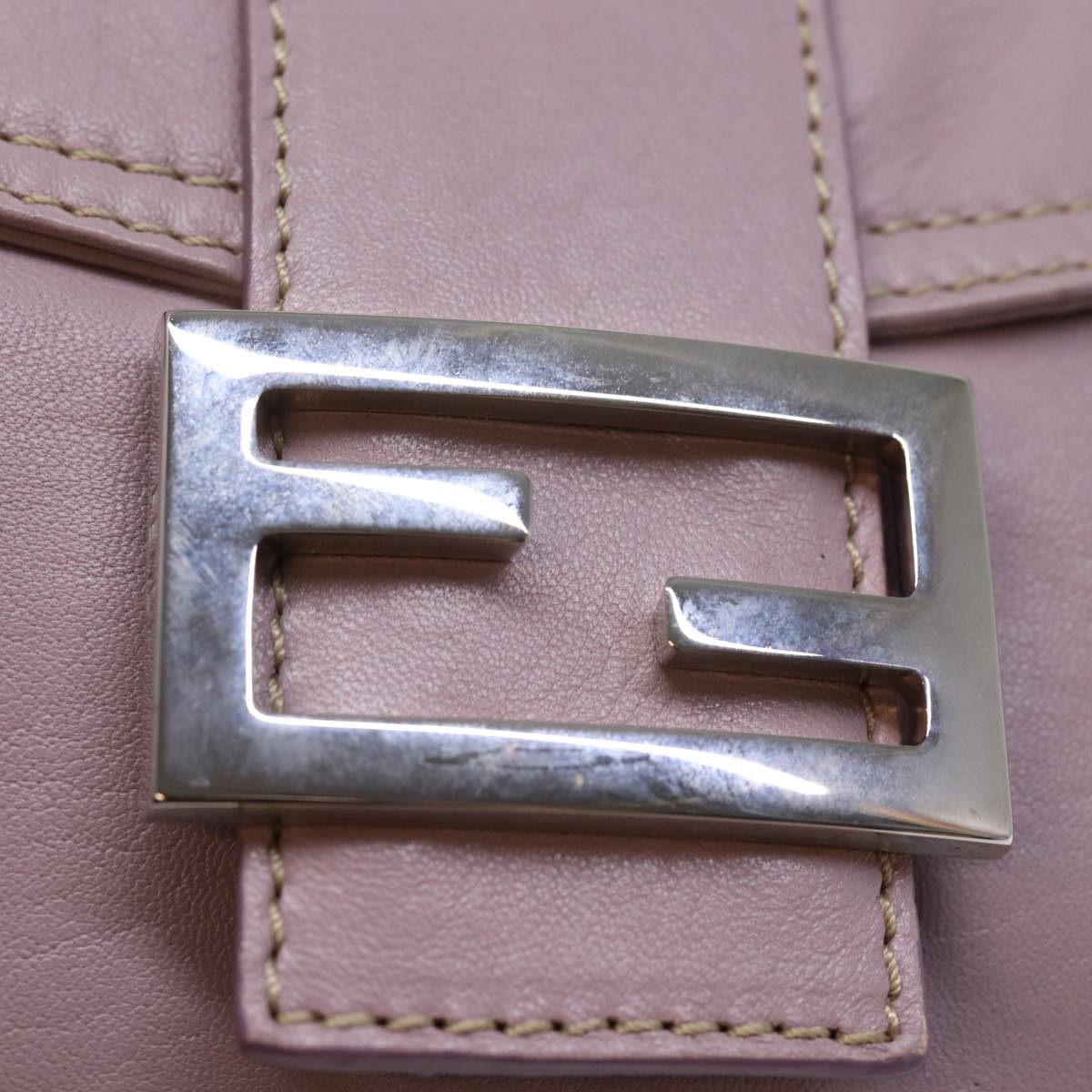 FENDI Mamma Baguette Shoulder Bag Leather Pink Auth yk12859A