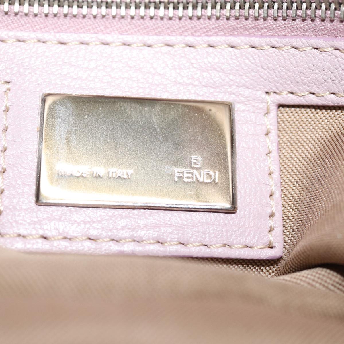 FENDI Mamma Baguette Shoulder Bag Leather Pink Auth yk12859A