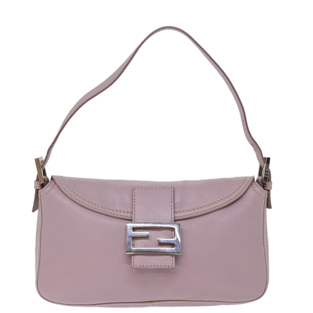 FENDI Mamma Baguette Shoulder Bag Leather Pink Auth yk12859A