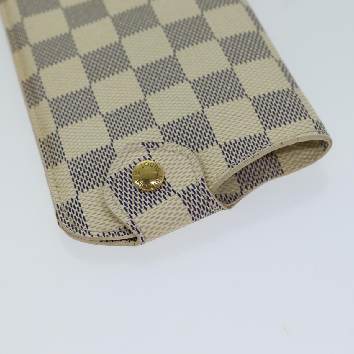 LOUIS VUITTON Damier Azur Etui Lunettes MM Glasses Case N60025 LV Auth yk12876