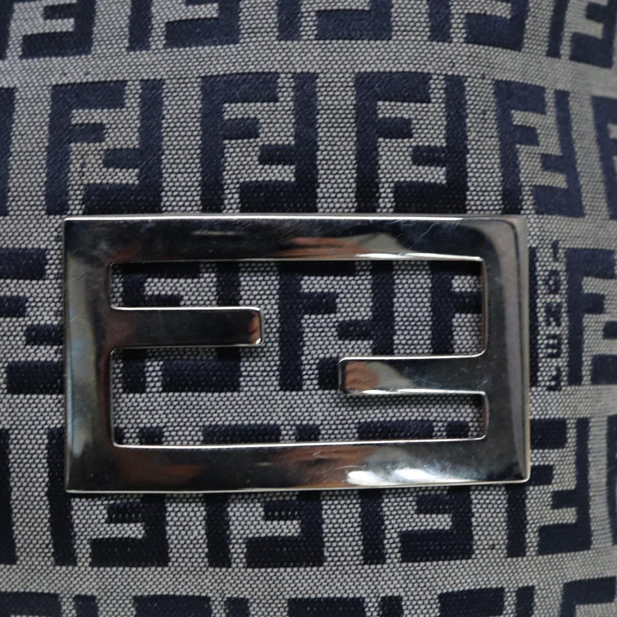 FENDI Zucchino Canvas Hand Bag Navy Auth yk12887